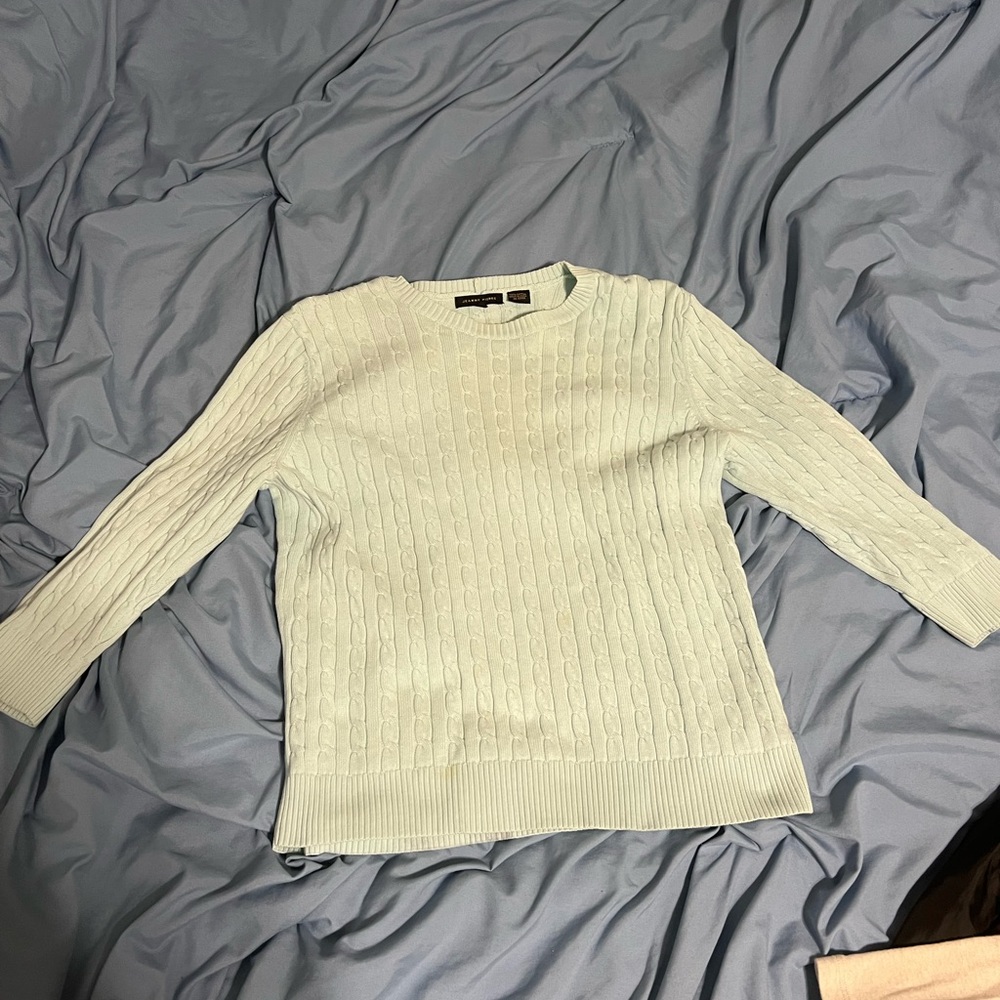 JEANNE PIERRE Green Crew Neck Sweater